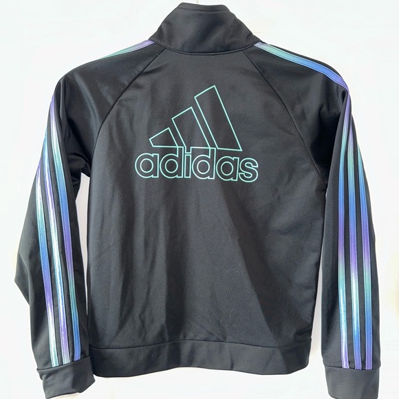 Adidas Zip Up Jacket Black with Tri-blue color Trim Youth L 14 - Picture 5 of 9